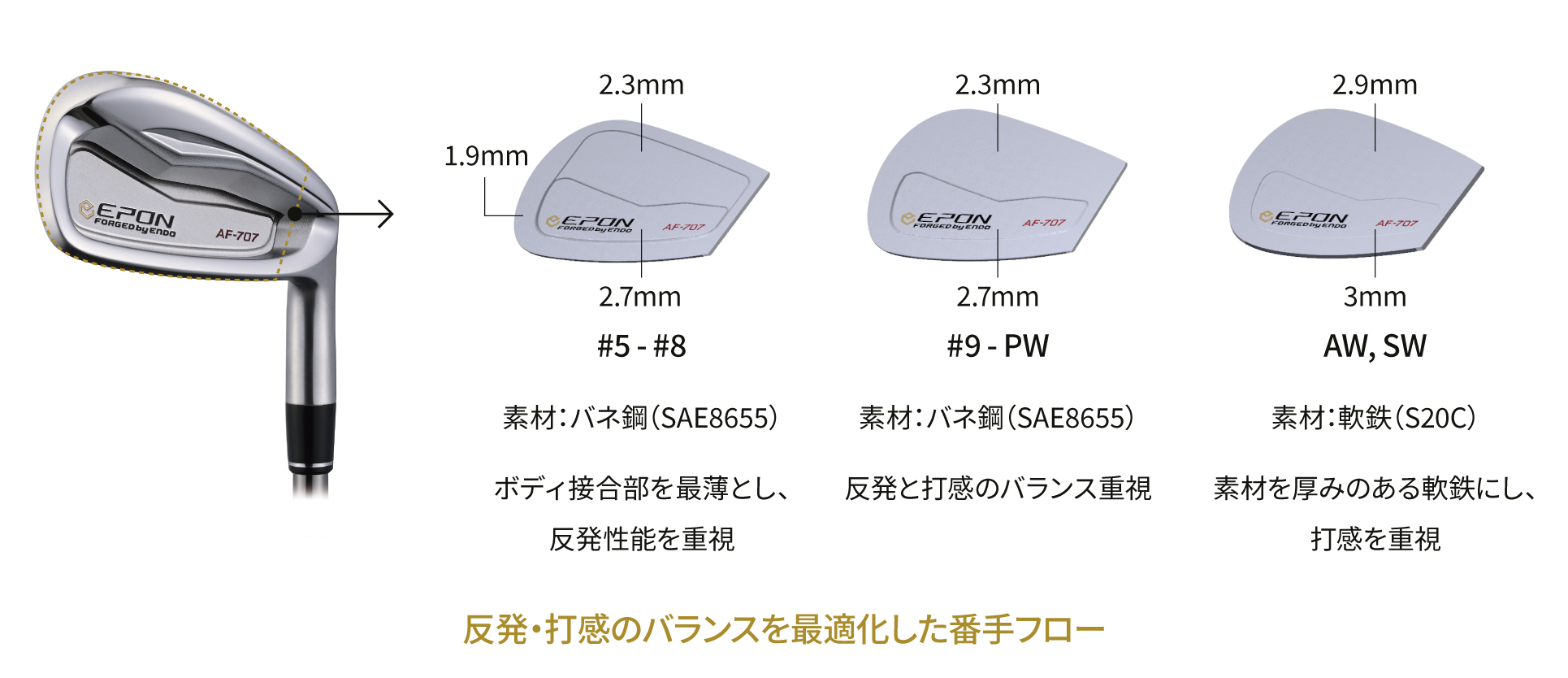 EPON AF-707 6-P(5本set)長さ♯63775インチ仕上げ